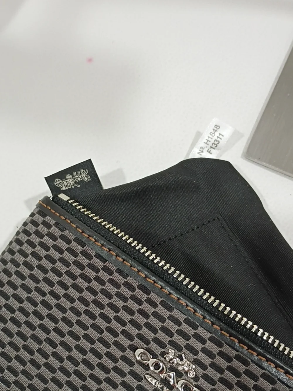 Coach Brown and Black Checkered Wristlet